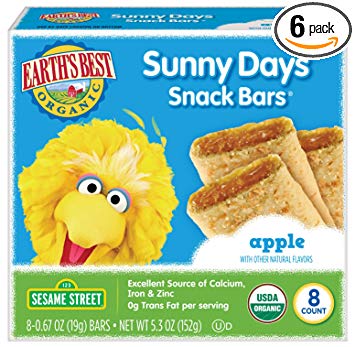 Earth's Best Organic Sunny Day Toddler Snack Bars with Cereal Crust, Made With Real Apples - 8 Count...