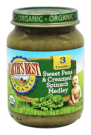 Earth's Best, Organic Junior Sweet Peas & Creamed Spinach Melody, 12/6