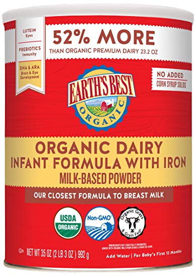 Earth's Best Organic Infant Powder Formula with Iron, Omega-3 DHA & Omega-6 ARA 35 Ounce...