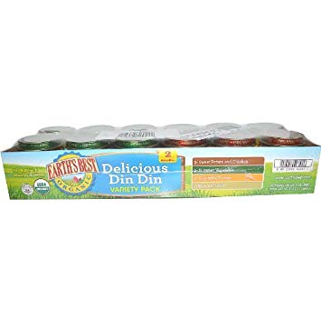 Earths Best Organic Stage 2 Delicious Din Din Variety Pack, 4 Ounce - 12 per pack -- 1 each.