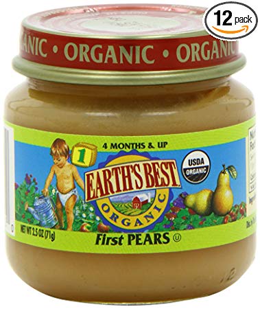 Earth's Best Organic Stage 1, First Pears, 2.5 Ounce (Pack of 12)