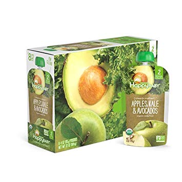 Happy Baby Clearly Crafted Organic Baby Food Stage 2, Apples Kale & Avocados, 4 Ounce, 16 Count